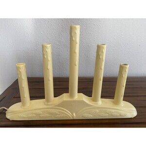 Vintage Christmas Window Tiered Candle 5 Stick Candelabra Dripping Wax Electric